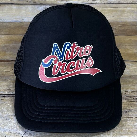 Sols Europe Black Graphic Trucker Hat Snapback One Size Black Nitro Circus - Picture 1 of 16